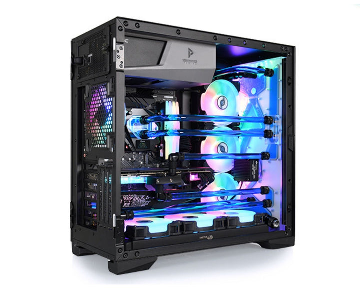 Bykski Distro Plate For ANTEC P120 PMMA w/ 5v Addressable RGB(RBW) (RGV-ANTEC-P120-P-ATK-K) - DDC Pump With Armor