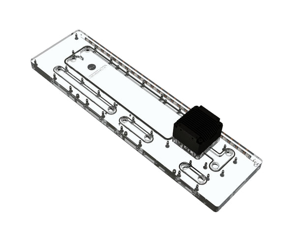 Bykski Distro Plate For PHANTEKS NV7 - PMMA w/ 5v Addressable RGB(RBW) (RGV-PHA-NV7-P-K) - DDC Pump With Armor