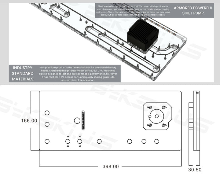 Bykski Distro Plate For LIAN LI ODYSSEY X - PMMA w/ 5v Addressable RGB (RBW) (RGV-LAN-TR-01X-P-K) - DDC Pump With Armor