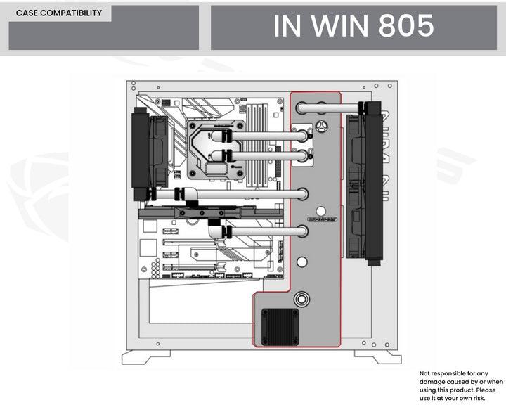 Bykski Distro Plate For InWin 805 - PMMA w/ 5v Addressable RGB(RBW) (RGV-INW-805-P-K) - DDC Pump With Armor