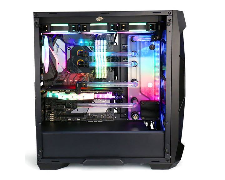 Bykski Distro Plate for Antec DF500 - PMMA w/ 5v Addressable RGB (RBW) (RGV-Antec-DF500-P-K) - DDC Pump With Armor
