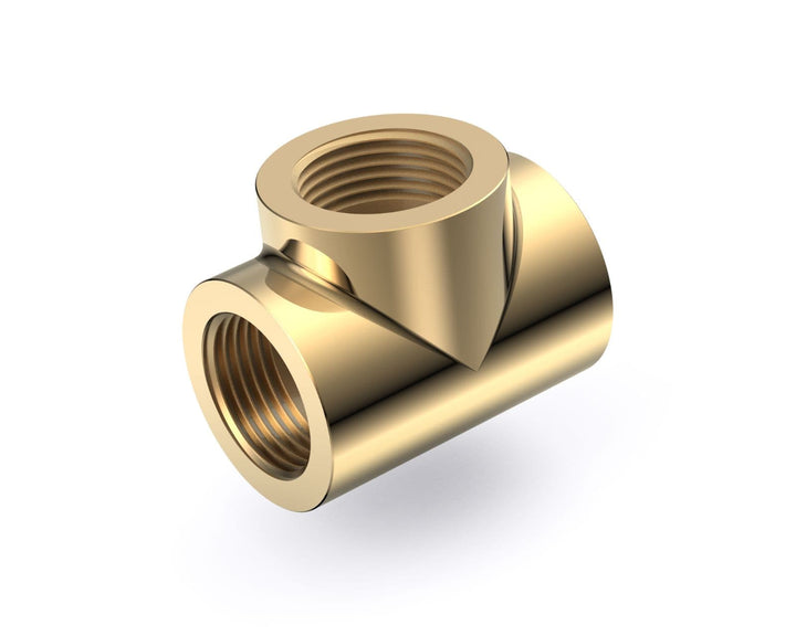 Bykski G 1/4in. Triple Female 90 Degree T Adapter Fitting (CC-TE3-X-V2) - Gold