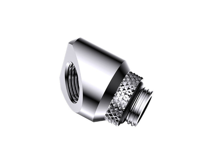 Bykski G 1/4in. Male to Female 360 Degree Rotary Elbow Fitting - 45 Degree Angle (CC-RD45S-X) - Silver