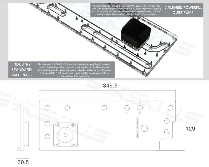 Bykski Distro Plate For GIGABYTE AORUS AC700G - PMMA w/ 5v Addressable RGB(RBW) (RGV-GV-AC700G-P) - DDC Pump With Armor