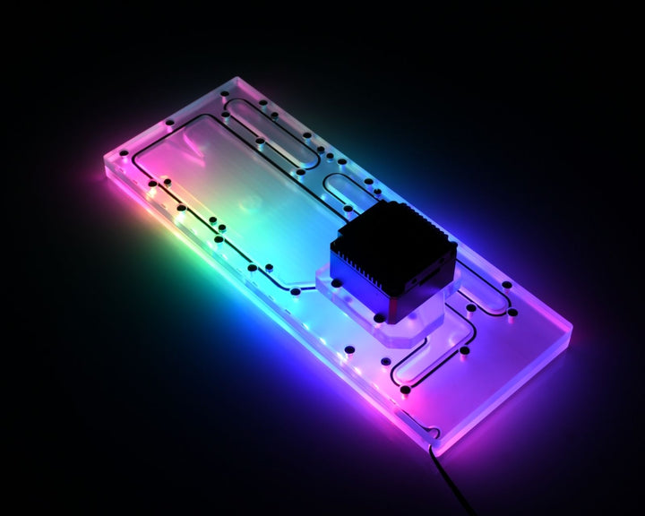 Bykski Distro Plate For PHANTEKS MG-NE620Q - PMMA w/ 5v Addressable RGB(RBW) (RGV-PHA-MG620Q-P-K) - DDC Pump With Armor