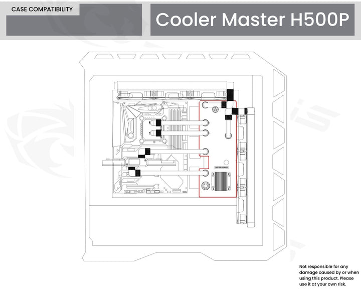 Bykski Distro Plate for MasterCase H500P - PMMA w/ 5v Addressable RGB (RBW) (RGV-CM-H500P-P-K) - DDC Pump With Armor