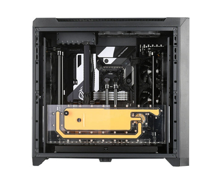 Bykski Dual Distro Plate For Thermaltake CTE C750 PMMA w/ 5v Addressable RGB(RBW) (RGV-TT-C750-A1-P-K) - DDC Pump With Armor