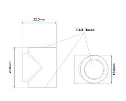 Bykski G 1/4in. Triple Female 90 Degree T Adapter Fitting (CC-TE3-X-V2) - Silver