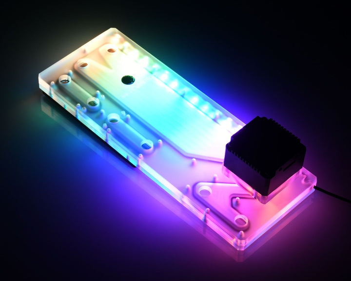 Bykski Distro Plate For Thermaltake A500 TG - PMMA w/ 5v Addressable RGB (RBW) (RGV-TT-A500-TG-P-K) - DDC Pump With Armor