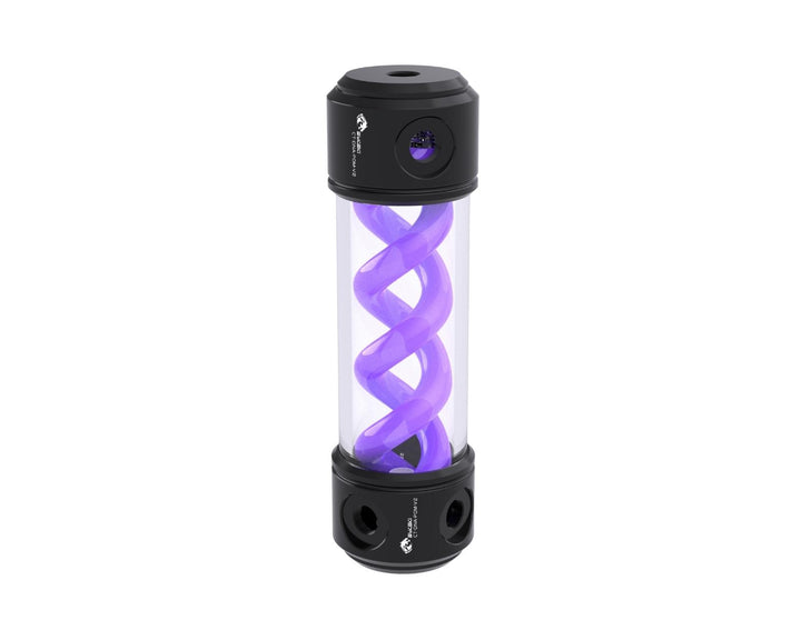 Bykski 50mm Cylindrical DNA Reservoir - Black POM - 190mm w/LED strip (CT-DNA-POM-V2-190) - Purple