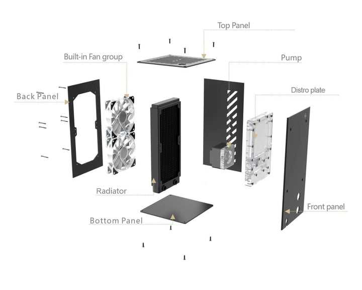 Bykski 240mm External Liquid Cooling Station, 120mm x 2, Dual Fan, Black (B-240-WCD-X)