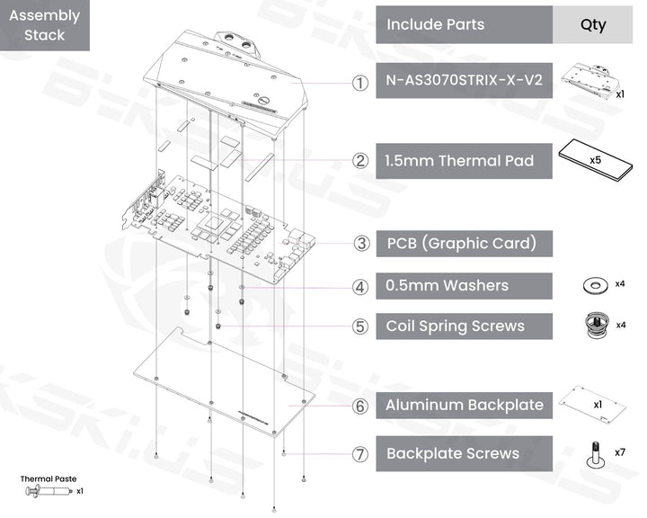 Bykski Full Coverage GPU Water Block and Backplate For ASUS ROG STRIX RTX 3070/306Ti 8G Gaming (N-AS3070STRIX-X-V2)