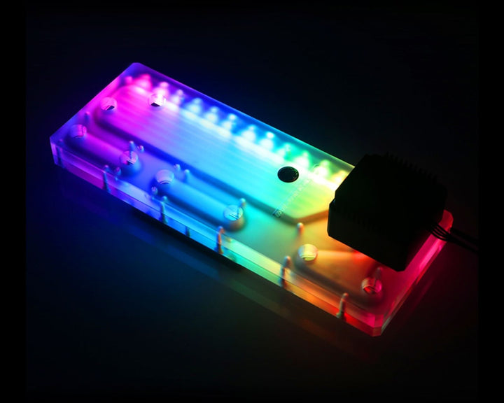 Bykski Distro Plate for Antec DF500 - PMMA w/ 5v Addressable RGB (RBW) (RGV-Antec-DF500-P-K) - DDC Pump With Armor