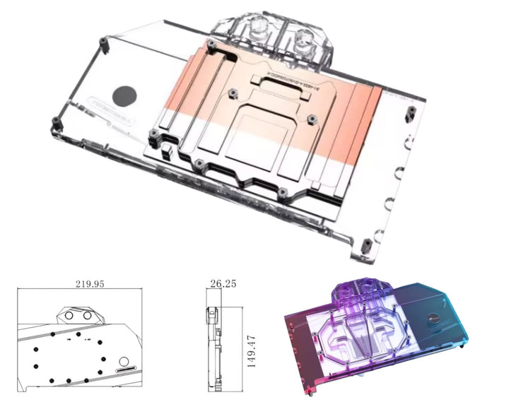 Bykski Full Coverage GPU Water Block and Backplate For GIGABYTE Radeon RX 9070 XT GAMING OC 16G (A-GV9070GMOC-X)
