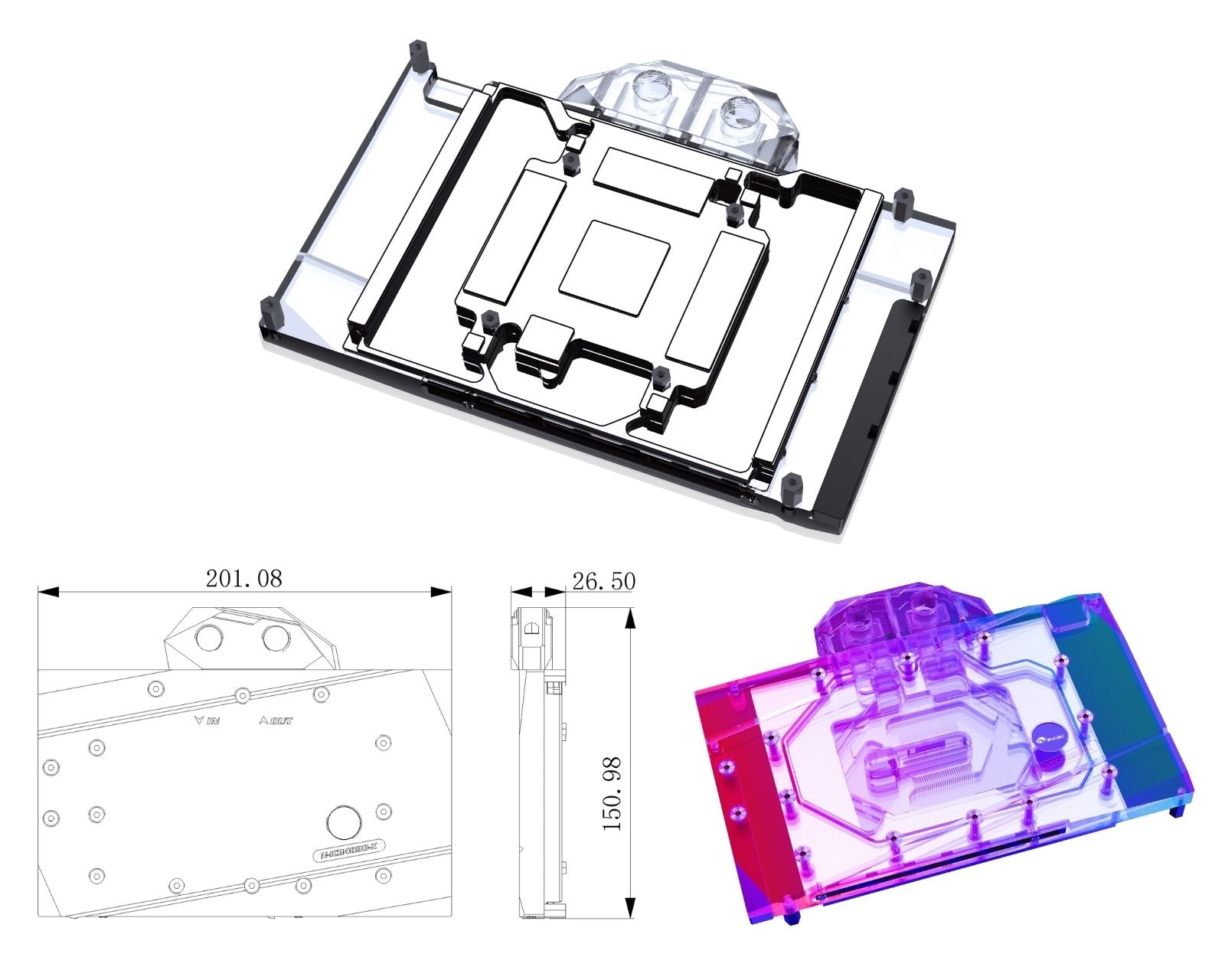 Bykski Full Coverage GPU Water Block and Backplate for INNO3D/AX