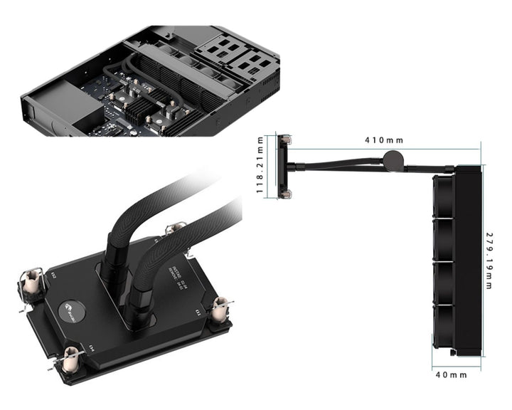 Bykski Durable 4x80mm 2U Server AIO Liquid CPU Cooler For Dual Intel Copper/Ice Lake (LGA 4189) - Continuous Usage