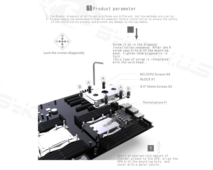 Bykski CPU-SR3647-X XEON CPU Water Cooling Block - Full Metal - Nickel Plated - Gray (CPU-SR3647-X) (LGA 3647)