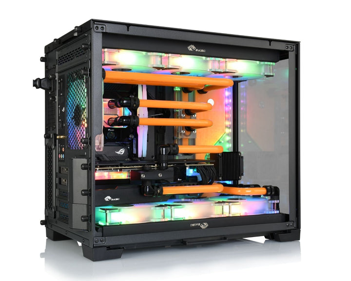 Bykski Distro Plate For Lian Li PC-O11 w/ MINI/M-ATX Motherboards - PMMA w/ 5v Addressable RGB (RBW) (RGV-LAN-O11MINI-P-K) - DDC Pump With Armor