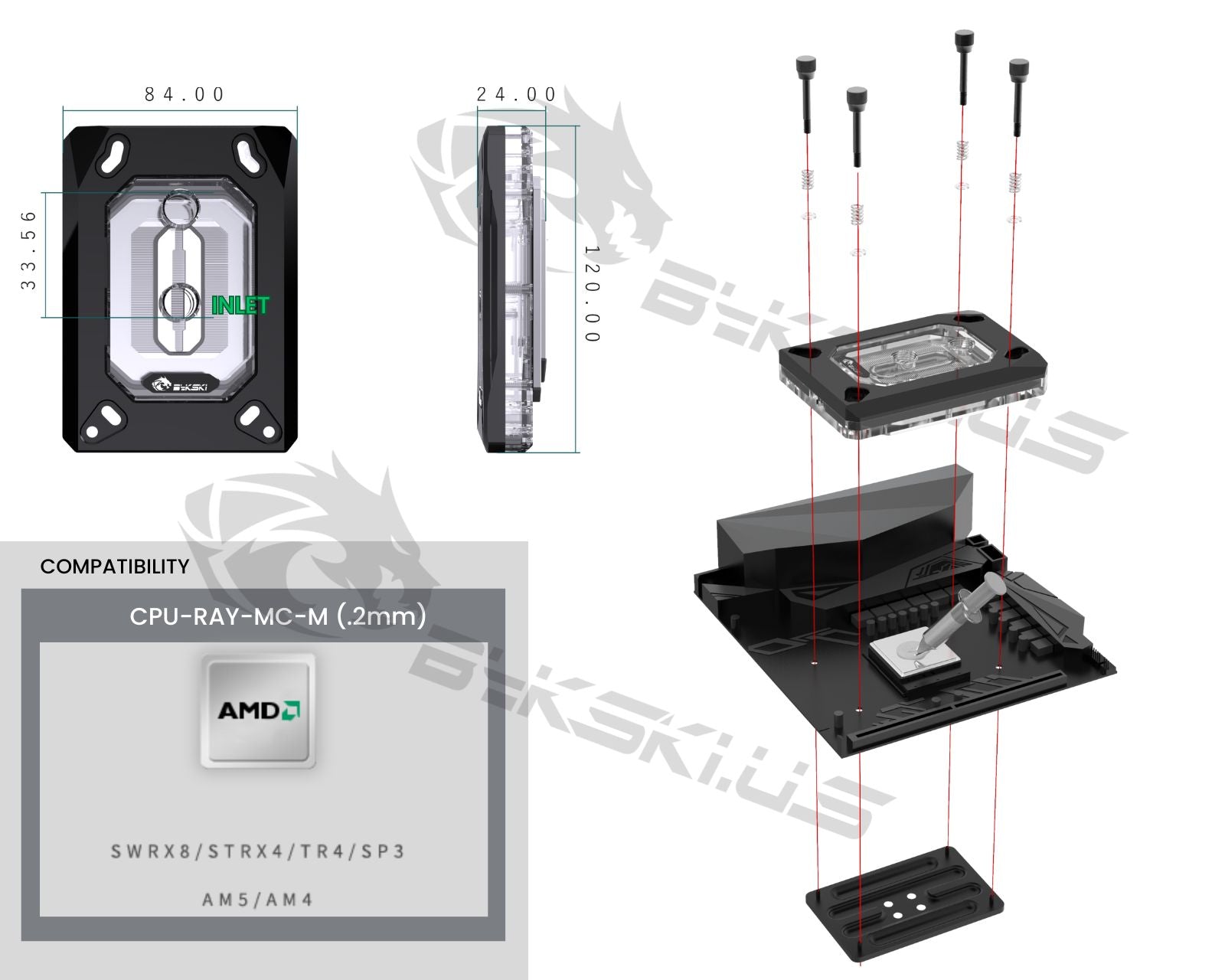 Bykski CPU-RAY-MC-M High-Efficiency CPU Water Cooling Block