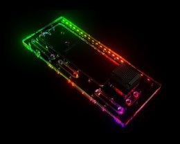 Bykski Distro Plate For Cooler Master HAF 700 EVO - PMMA w/ 5v Addressable RGB (RBW) (RGV-CM-H700EVO-P-K) - DDC Pump With Armor