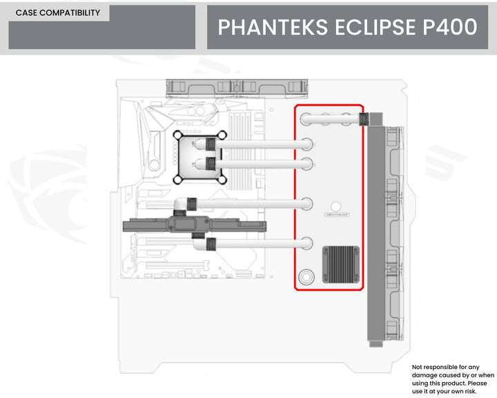 Bykski Distro Plate For PHANTEKS ECLIPSE P400 (PH-EC416PTG) - PMMA w/ 5v Addressable RGB(RBW) (RGV-PHA-416-P-K) - DDC Pump With Armor