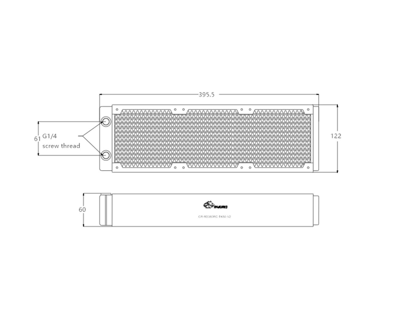 Bykski 360mm x 60mm RC Series Radiator, 120mm x 3, Triple Fan (CR