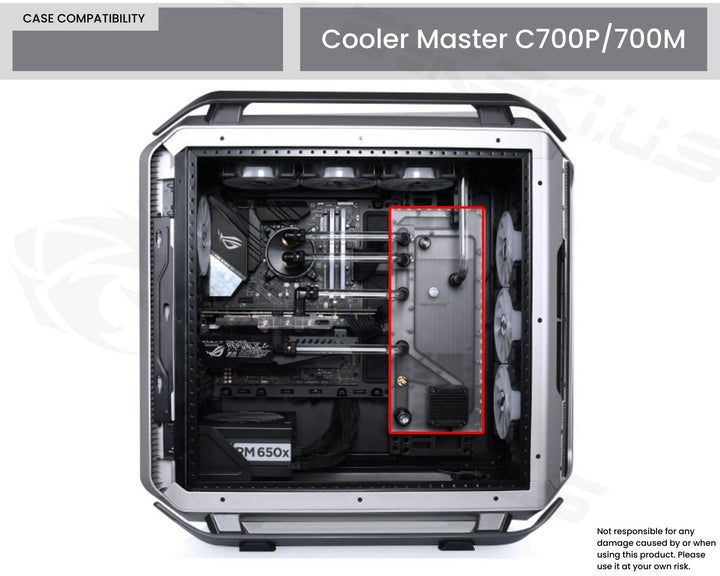 Bykski Distro Plate For Cooler Master C700P/700M PMMA w/ 5v Addressable RGB(RBW) (RGV-CM-700P-P-K) - DDC Pump With Armor