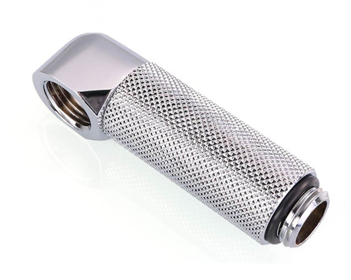 Bykski G 1/4in. Male to Female 90 Degree Rotary 40mm Extension Elbow Fitting (B-RD90-EXJ40) - Silver
