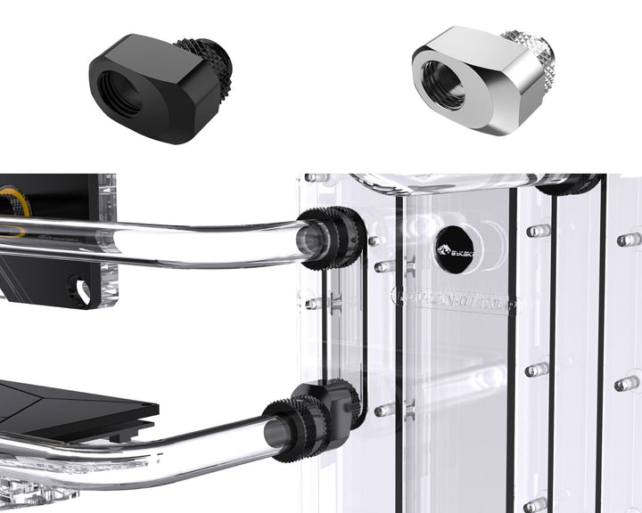 Bykski G 1/4in. Male to Female Rotary 10mm Offset Fitting (CC-HR-10-X) - Silver