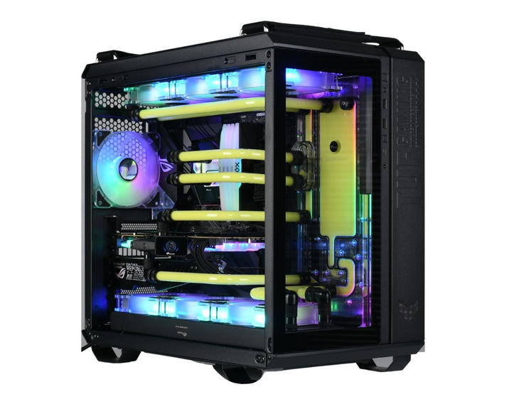 Bykski Distro Plate For ASUS TUF Gaming GT502 PMMA w/ 5v Addressable RGB (RBW) (RGV-AS-GT502-P-K) - DDC Pump With Armor