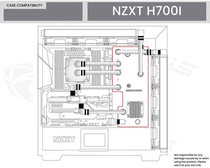 Bykski Distro Plate For NZXT H700I - PMMA w/ 5v Addressable RGB(RBW) (RGV-NZXT-H700I-P-V2-K) - DDC Pump With Armor