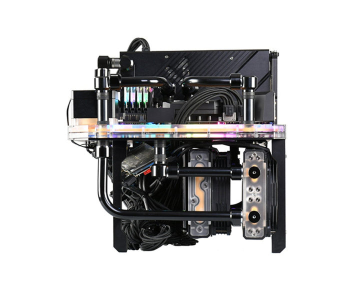 Bykski B-CEC-X-K Custom Builder Display Bench - Compact Design, Integrated Water Distribution, Support for Dual 360mm Rads - DDC Pump With Armor