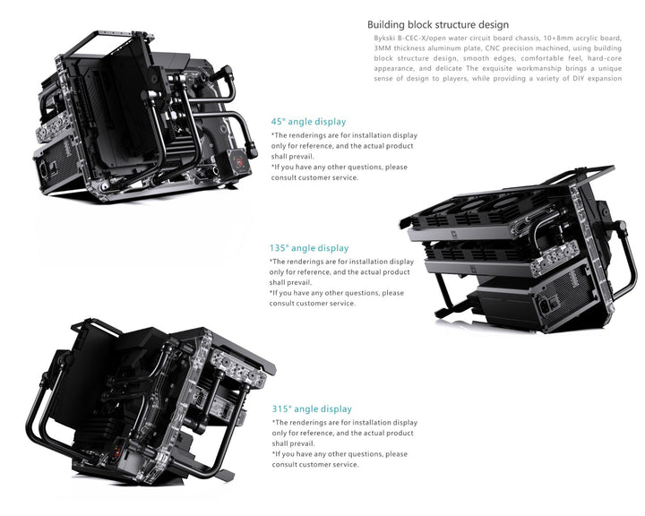 Bykski B-CEC-X-K Custom Builder Display Bench - Compact Design, Integrated Water Distribution, Support for Dual 360mm Rads - DDC Pump With Armor