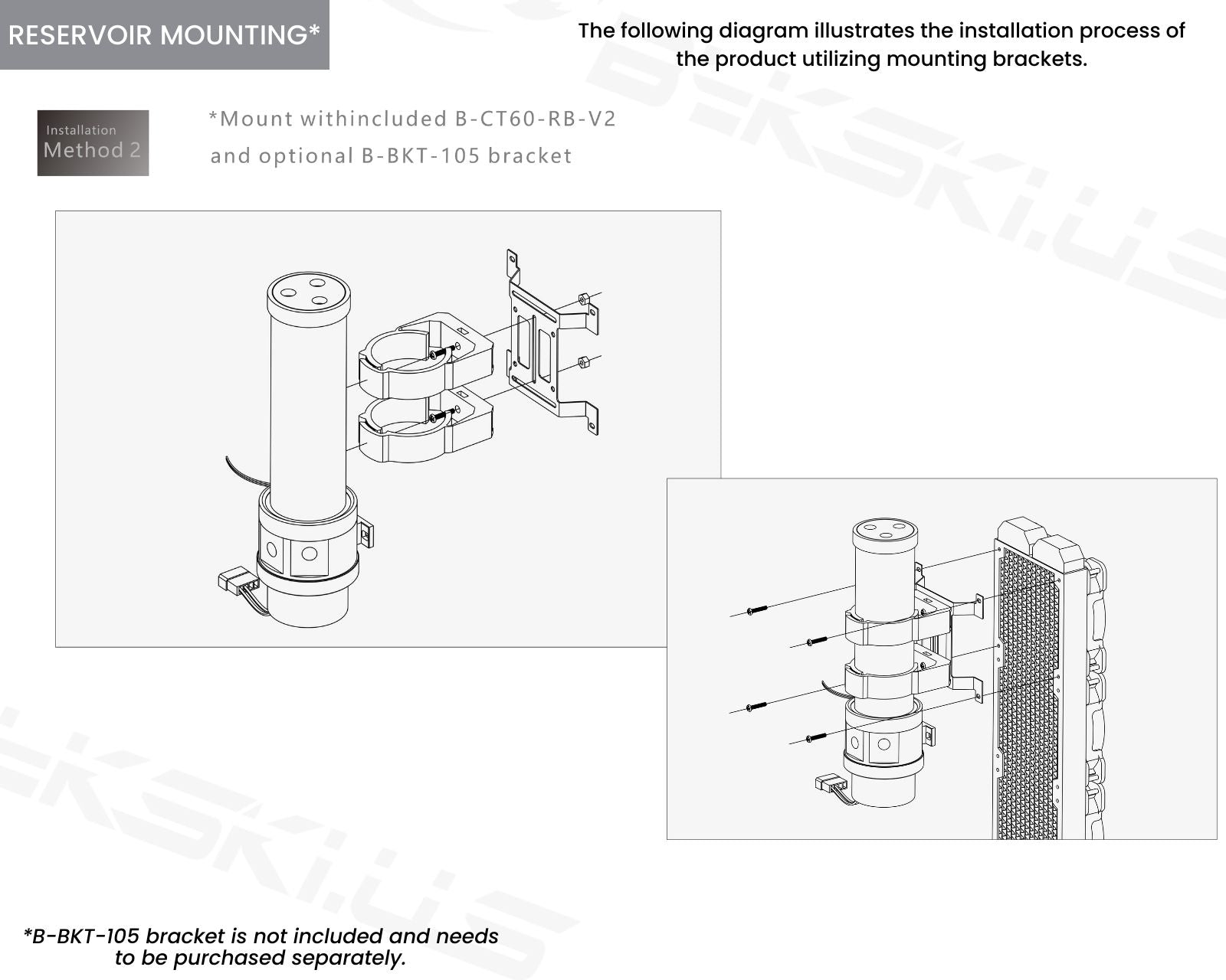 Bykski Complete D5 Pump / 60mm PMMA Reservoir Combo, Armored / POM