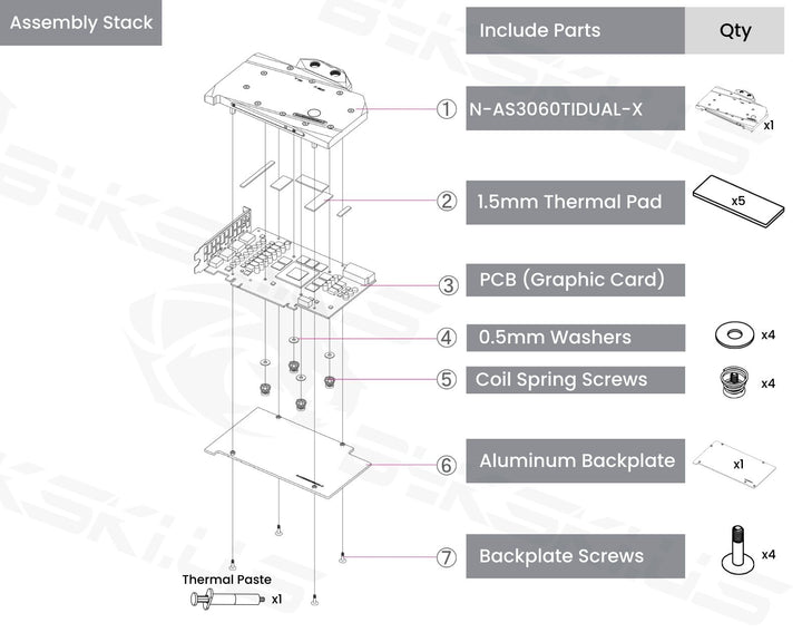 Bykski Full Coverage GPU Water Block And Backplate For ASUS DUAL-RTX3060TI-O8G (N-AS3060TIDUAL-X)
