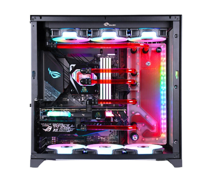 Bykski Distro Plate For Lian Li O11 - PMMA w/ 5v Addressable RGB (RBW) (RGV-LAN-011-P-K) - DDC Pump With Armor