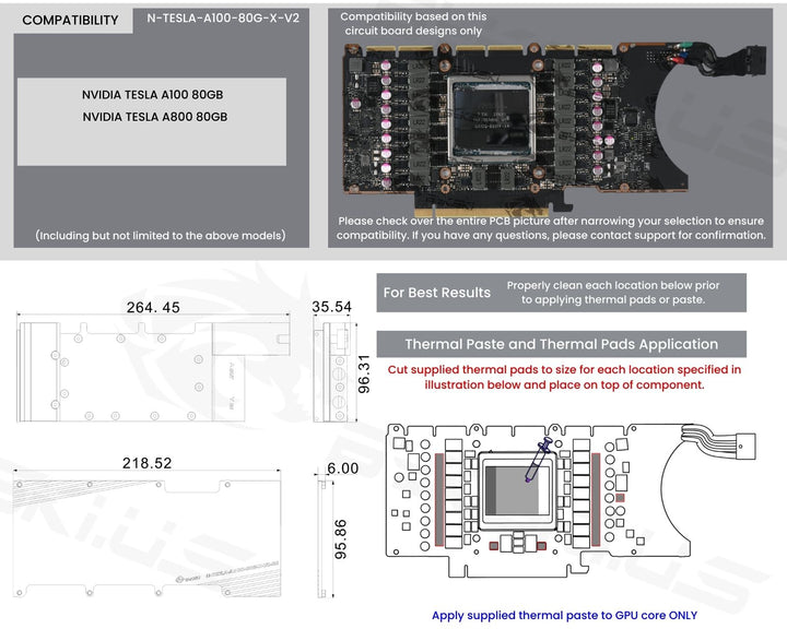 OPEN BOX:Bykski Metal/POM GPU Water Block and Backplate For nVidia Tesla A100 80GB (N-TESLA-A100-80G-X-V2)