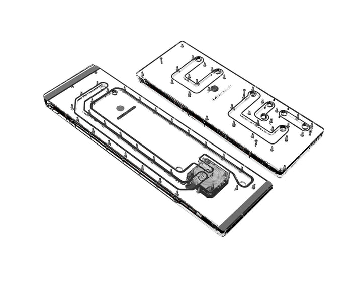 Bykski Dual Distro Plate For Thermaltake CTE C750 PMMA w/ 5v Addressable RGB(RBW) (RGV-TT-C750-A1-P-K) - DDC Pump With Armor