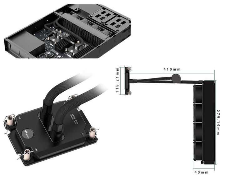Bykski Durable 4x80mm 2U Server AIO Liquid CPU Cooler For Dual Intel Sapphire Rapids (LGA 4677) - Continuous Usage