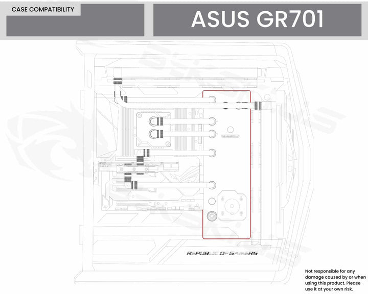 Bykski Distro Plate for ASUS ROG Hyperion GR701 PMMA w/ 5v Addressable RGB(RBW) (RGV-AS-GR701-P-K) - DDC Pump With Armor