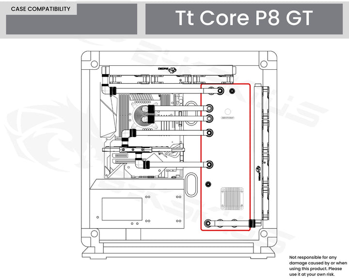 Bykski Distro Plate For Thermaltake Core P8 GT - PMMA w/ 5v Addressable RGB (RBW) (RGV-TT-P8-P-K) - DDC Pump With Armor