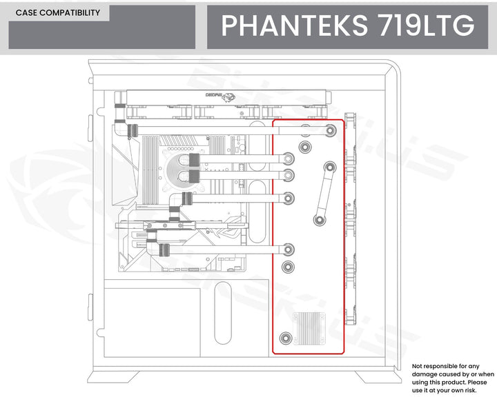 Bykski Distro Plate For PHANTEKS 719LTG  - PMMA w/ 5v Addressable RGB (RBW) (RGV-PHA-719-P-K) - DDC Pump With Armor