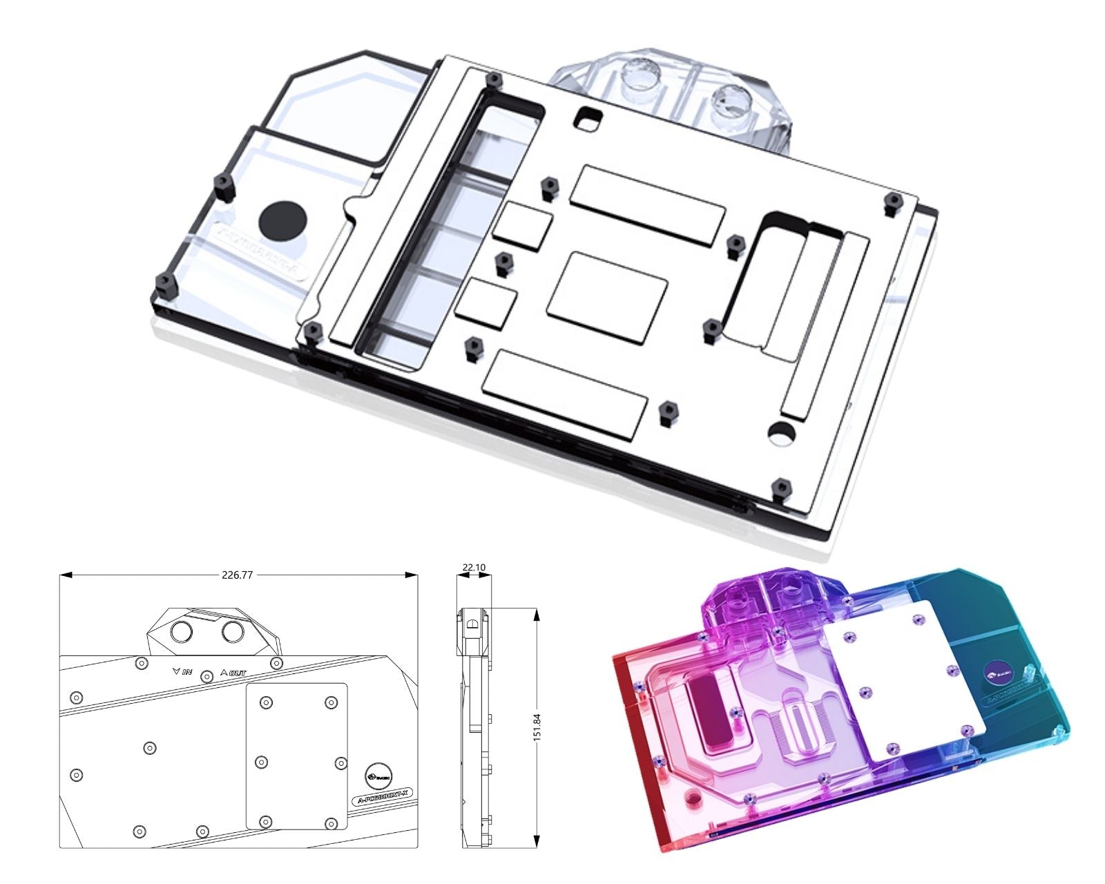 Bykski Full Coverage GPU Water Block and Backplate for PowerColor