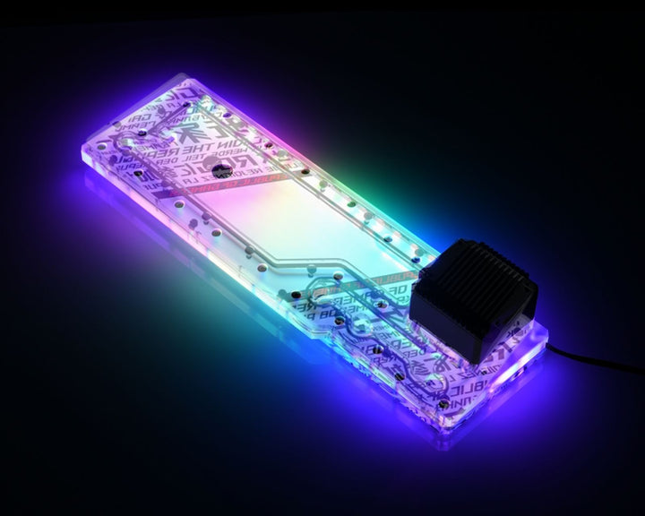 Bykski Distro Plate For ASUS ROG Z11 - PMMA w/ 5v Addressable RGB (5v A-RGB LED) (RGV-AS-Z11-P-K) - DDC Pump With Armor