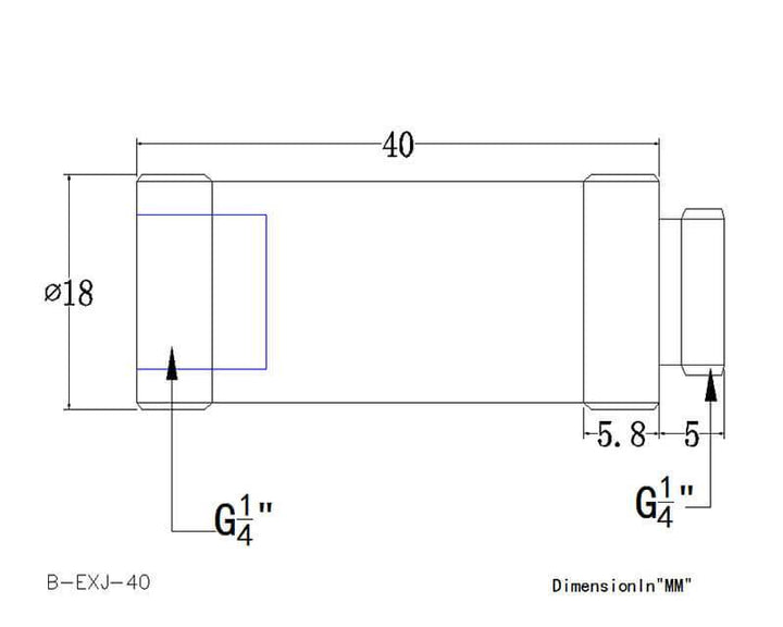 Bykski G 1/4in. Male/Female Extension Coupler - 40mm (B-EXJ-40) - Black