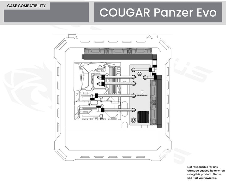 Bykski Distro Plate For COUGAR Panzer Evo - PMMA w/ 5v Addressable RGB(RBW) (RGV-CG-PanzerEvo-P-K) - DDC Pump With Armor