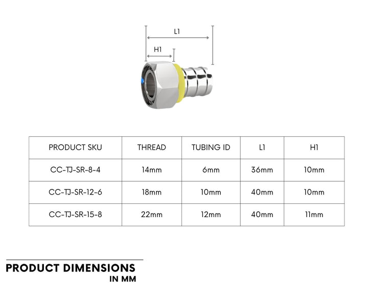 Bykski Stainless Steel Durable Server P-Lok DIY Fitting - 14mm Threaded to Barbed for 6mm (1/4in) Tubing (CC-TJ-SR-8-4)