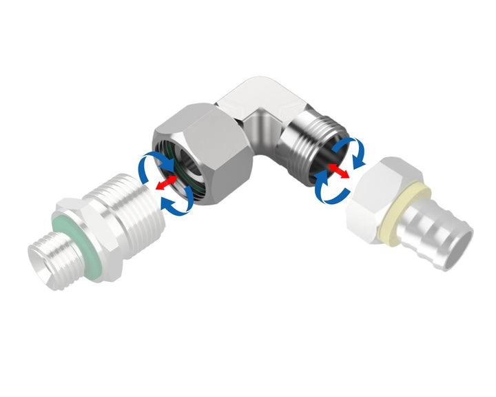 Bykski Stainless Steel Durable Server P-Lok DIY Fitting - 14mm Threaded Male to Female 90 Degree Elbow (CC-AF90-SR-14)