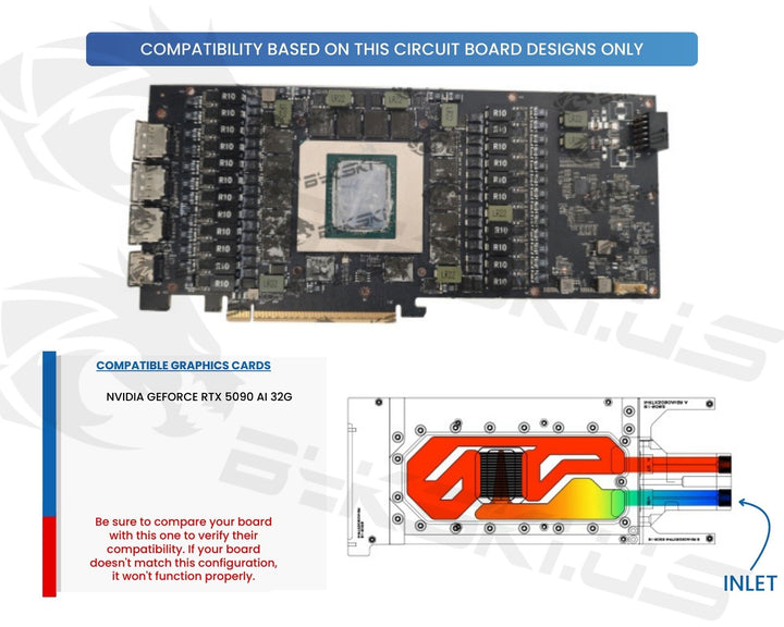 Bykski Durable Metal/POM GPU Water Block and Backplate For NVIDIA GeForce RTX 5090 AI 32G (N-RTX5090AI-SR) - Continuous Usage