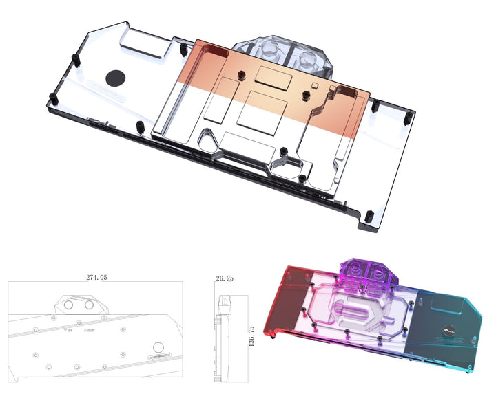 Bykski Full Coverage GPU Water Block and Backplate for Sapphire NITRO+ AMD Radeon RX 7800 XT 16GB (A-SP7800XT-X)